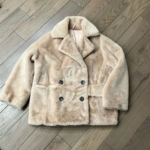 Free people Kate Faux Fur coat, beige/pink, size s, like new